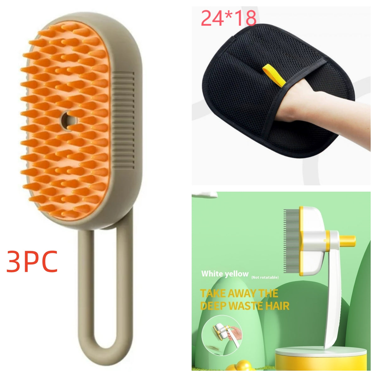 3-in-1  Electric Pet Steam Brush