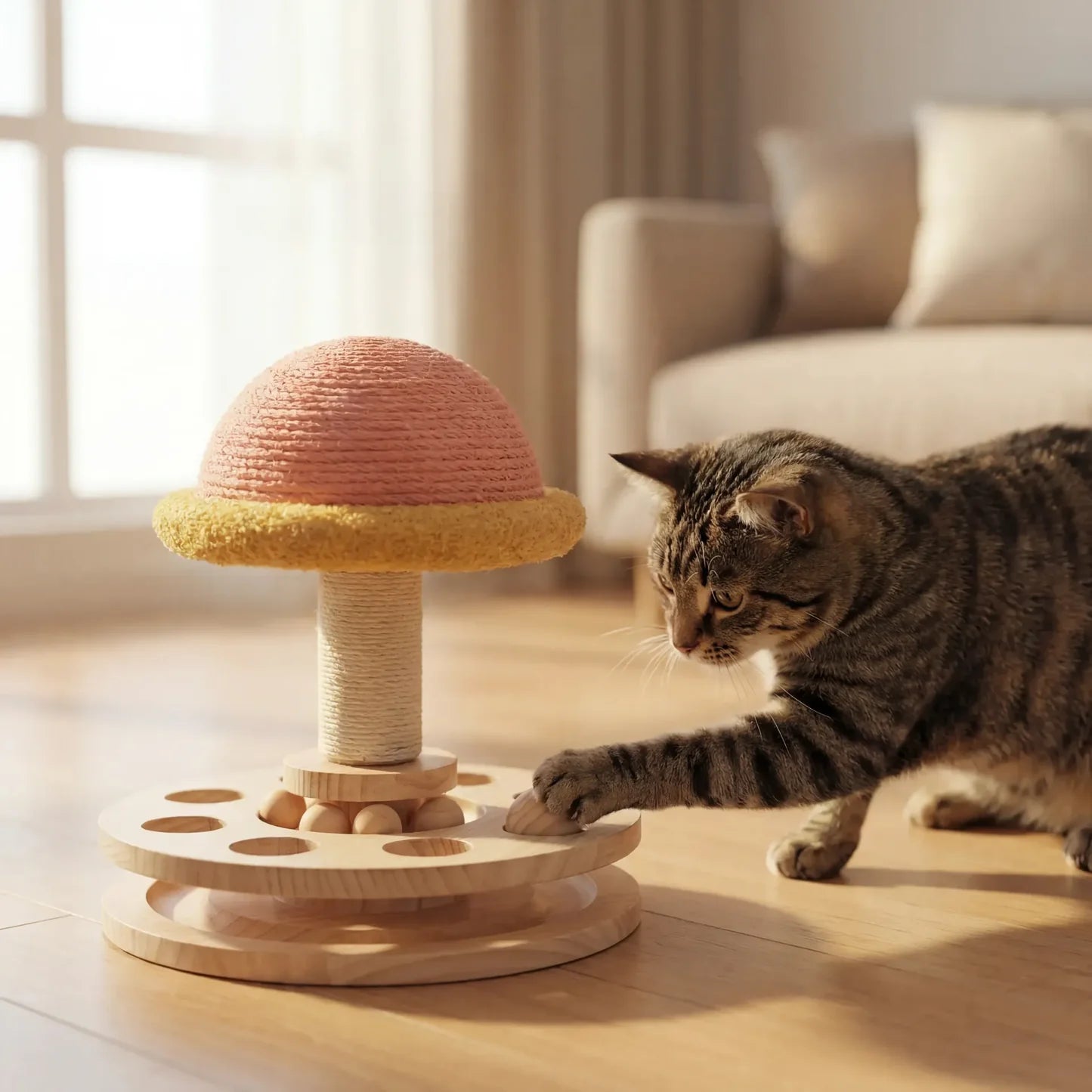 Wooden Sisal Cat Turntable Toy