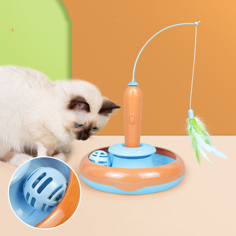 2 in 1 Pet Feather Spinner Cat Toy