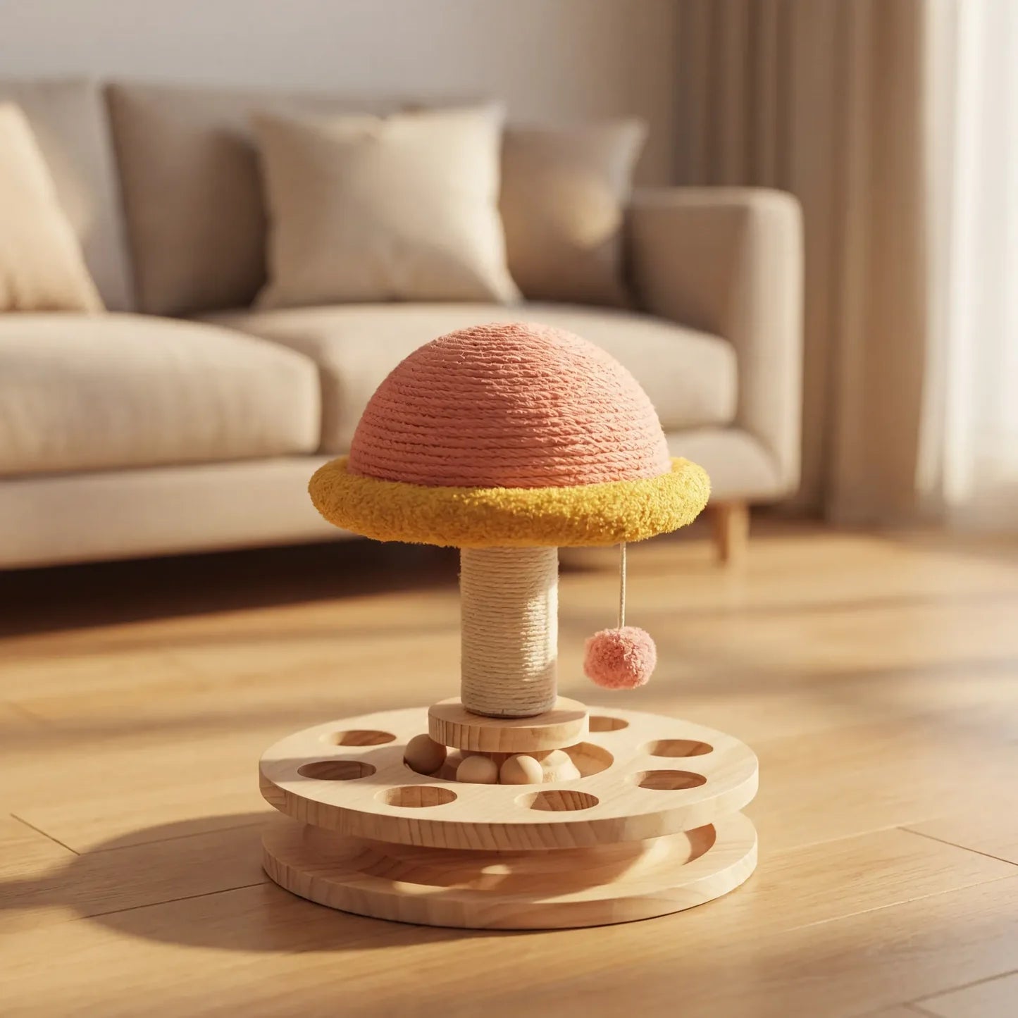 Wooden Sisal Cat Turntable Toy